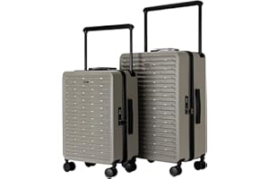 NPLE Set Valigie Trolley Bagaglio A Mano Ultraleggero 100% Policarbonato Rigido Manico In Alluminio - Mobilità A 360° - 4 Ruote Silenziose Zip Professionale