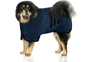 WUFANC Hundebademantel, Bademantel Hund aus Mikrofaser, Extra Saugfähig und Schnelltrocknend, Hunde Bademantel mit Klettverschluss und Verstellbarem Schrumpfband für Große Mittel und Kleine Hunde