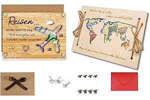 BDBFPAN 2 Stück Geldgeschenk Anzug, Geldgeschenk Reise, Reisegutschein, Urlaubskasse, Hochzeit, Geburtstag, Holzoptik