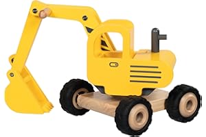 goki Holzbagger: Stabil, Funktionsfähig und Umweltfreundlich – Hochwertiges Spielzeug aus Holz gerfertigt mit beweglicher Schaufel und Gummireifen für kreatives Spielen ab 3 Jahren
