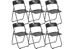 Baroni Home Set da 6 Sedie Pieghevoli con Struttura in Acciaio e PVC, Seduta Salvaspazio Richiudibile con Piedini e Maniglia, da Viaggio, Cucina, Soggiorno, Camera da Letto, 74x43x49 cm, Nero