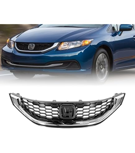 Perfect Fit Front Bumper Center Molding – Chrome Plastic – For 2013-2015 Honda Civic Sedan