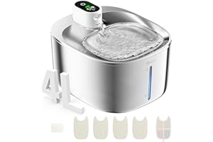 APETDOLA Fontaine a Eau Chat INOX sans Fil en Acier, 4L Fontaine pour Chat avec Capteur Automatique, Ultra Silencieux avec Batterie 4000 mAh, FS10pro (Blanc, 1 Filter)