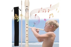 WSNDM Flûte à Bec Soprano, 8 Trous Clé C Doigté Baroque Flûte, avec Sac et Tige de Nettoyage, Flûte à bec Baroque 3 Sections Détachables, pour Enfants, Adultes et Débutants (Blanc)