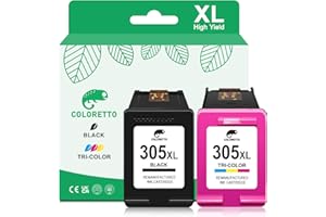 COLORETTO 305XL for HP DeskJet 2820e Ink Cartridge Replacement Deskjet 2800e 2810e 2710e 2720e 4220e 4222e Envy 6032e 6000 6020e 305 XL all in one printer ink Black and Colour
