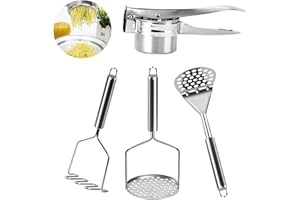 BOOTOOW Machacador de Patatas, 4pcs Pasapures, Prensa Patatas de Acero Inoxidable, Aplasta Patatas, apto para lavavajillas, para puré de papas, frutas, verduras y alimentos para bebés Potato Ricer