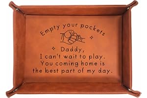 CHEROLOVEN Sentimental Gifts for Husband, Stepdad, Father in Law - Leather Trays for Dad, New Dad Gifts from Son, Daughter & Wife