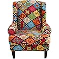 Highdi Wingback Chair Covers 2 Piece Stretch Wing Chair Slipcover, Washable Spandex Fabric Sofa Cover Furniture Protector for Armchair Chairs Living Room Bedroom Hotel (mandala)