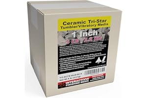 INTERACTIVIA 4.7 lbs/2.1 kg | 1” Ceramic Angle-Cut Tri Star Tumbling and Vibratory Media | Includes (Clean, Dry and Store) Bag | for use in Vibrating Tumbler Or Rotating Tumblers
