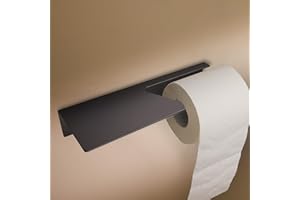 DESIGNFABRIK HAMBURG Design Hambourg Porte Papier Toilette sans Percer I Support Papier Toilette Salle de Bain Mural Auto Adhésif I Porte-Rouleau Papier WC I Noir Mat | avec étagère