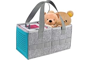 GSenhui Tasche für Toniebox Starterset Kann 30-40 Figuren Aufnehmen, Hohe Kapazität Tragetasche mit Griff für Toniebox, Toniebox Zubehör Filzhandtasche Schutzhülle(Blau).