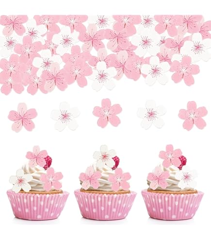 Surakey Eetbare Bloemen Vlinder Cupcake Toppers Lijm Rijstpapier Decoratief Taart Ornament Taartdecoraties voor Verjaardagsfeest Bruiloft Baby Douche, 360 Stuks