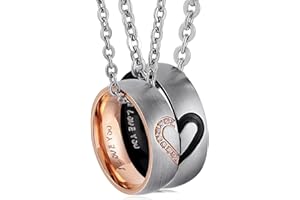 ANAZOZ Collana Donna e Uomo, 6MM I Love You Acciaio Inossidabile Anello Collane Pendente Cuore, Collana Coppia Incisione Personalizzata