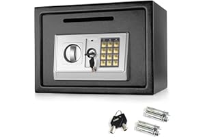 DICN Home Safes Box Electronic Digital Keypad with 2 Keys 16 Litre Large 9.85x13.78x9.85 inch Black, Wall or Floor Mounted