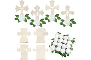 KIKVTER 16 pezzi croce in legno cattolica, croce in legno per comunione, battesimo, croce in legno per fai da te, piccole decorazioni per battesimi, croce in legno, battesimo, prima comunione, regalo