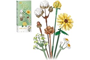 MEIEST Mini juego de ramo de flores de bloques de construcción,colección botánica de flores artificiales, juguete de ladrillos de construcción para niños y adultos (Gerbera)