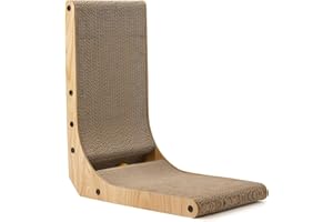 FUKUMARU L Shaped Cat Scratching Board, 48 cm High with Ball Toy, Cardboard Wall & Corner Mount
