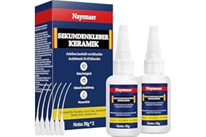 NAYRMAER Porzellankleber Extra Stark, 60g Keramikkleber mit 6 Nadeln, Kleber für Porzellan und Keramikreparatur und Ton (Ceramic Glue) (TCJS-2Pack)