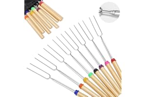Micacorn Bastoncini di Marshmallow Bastoncini di Torrefazione in Acciaio Inox Arrostire in Legno Forchette 32 Pollici Set di 8 per Campeggio Falò Barbecue Party Picnic Pasto a Buffet