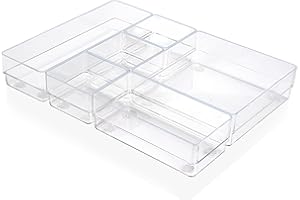 ALPOONS® - Schubladen Organizer (6er transparent) mit Antirutsch Pads für einen extra stabilen Halt. Organizer Schublade für eine klare Übersicht. Organizer Schminke sorgt für Ordnung im Chaos.