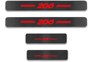 EAGLEG 4 Pièces Plaques Plinthes en Fibre de Carbone pour Peu-geot 206, Voiture Seuil de Porte Door Sill Contre Les Rayures Protection Accessoires,Red