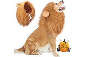 Vivifying Lion Mane Wig, Adjustable Pet Costume with Ears for Dog (Brown)