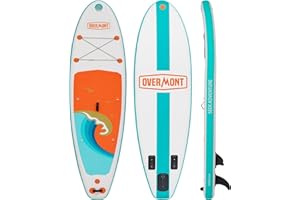 OVERMONT SUP Gonfiabile Antiscivolo per Adulti - Stand up Paddle Board Gonfiabile - Tavola da Paddle in Piedi con Accessori - Ideale per Principianti e Esperti
