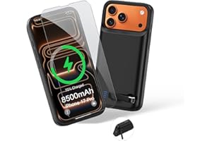 Giabuao Akkuhülle für iPhone 17 Pro (6,3 Zoll), 8500mAh Tragbares Ladegerät iPhone Ultradünn Erweiterter Akku Hülle Telefonladegerät und Schutzhülle mit Ladefunktion für iPhone 17 Pro(Schwarz)