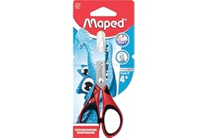 Maped - Tijeras Escolares - Essentials Pulse Soft 13 cm - Puntas Redondeadas - Hojas Graduadas en cm - 3 Diseños Diferentes - Multicolor