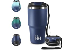 KOLLYKOLLA Mug Isotherme Cafe 600ml, Tasse à Café à Emporter, Tasse Isolante Hermétique à Vide avec Couvercle, sans BPA, Café Étanche Mug, Réutilisable, pour Café Chaud et Froid, Lait et Thé, Voyage, Course