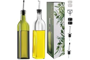 CUNQN Lot de 2 distributeurs d'huile d'olive en verre avec bec verseur, vinaigre, bouteilles de cuisson 500 ml