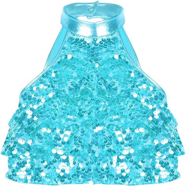 Crop Top Da Ballo Con Paillettes Per Bambina - Asimmetrico Per Danza Classica, Latino E Jazz