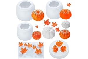 Ntwdby 5 Stück 3D Kürbis Silikonformen, Thanksgiving Halloween Harzformen, 3D Kürbis Epoxid Form, Herbst Ahornblatt Silikonformen, für Herbsternte,Halloween,Thanksgiving DIY Basteln Dekoration