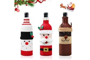 Dwafill Copri Bottiglia Vino Natale, 3 Pezzi Copri Bottiglia di Vino Lavorato a Maglia, Decorazione per Feste, Compleanni, Regali di Natale, Ringraziamento, Halloween