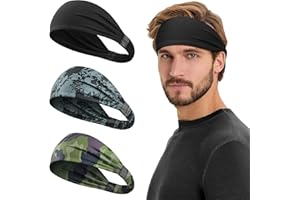 Tumurup Sportiva Fascia Capelli, 3 Pezzi Fascia Capelli Uomo Antiscivolo Fascette Capelli Traspirante Fasce Per Capelli Elastica Headband Per La Corsa E Il Running Fitness