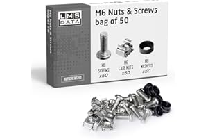 LMS Data Kit dadi a gabbia, bulloni e rondelle M6, per armadi di rete dati con montaggio su rack per patch panel, dimensioni 50 cm, nichel