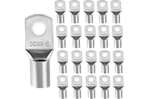 CIAYCTY Capicorda Elettrici ad Occhiello SC35-8, 20 Pezzi Terminali Elettrici a Crimpare, Connettori Faston per Collegamenti Sicuri