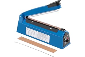 Youyijia Impulse Heat Sealer Portable Sealing Machine Balloon Heat Sealer Machine Mylar PP Plastic Bag Sealer Food Film Manual Pressure Sealer (200mm)