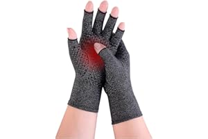 Donfri Arthritis Gloves Fingerless Compression Gloves Non-slip for Women Men Relieve Symptoms Rheumatoid Osteoarthritis Raynauds Disease Breathable Comfortable Fit Machine Washable (Black, M)
