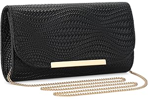 BAIGIO Clutch Damen PU Leder Abendtasche Elegante Handtasche Schwarz Brauttasche Kettentasche für Hochzeit Damen Tasche Kleine Umhängetasche Crossbody Bag