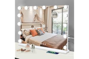 LIANWANG Hollywood Style Makeup Mirror with Lights，Large Cosmetic Vanity Mirror with 3 Light Modes 50x42CM for for Home, Dressing Room (14 LED Bulbs)