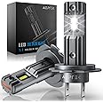 AGPTEK H7 LED Headlight Bulbs, 2 Pcs 6000K Cool White Wireless Headlight Car Conversion Kit Lights Fanless Halogen Replacement Bulb CPS Chip Temperature Control, Mini Size Plug and Play