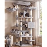 Hey-brother MPJ035-MW Multi-Level Cat Scratcher with 2 Baskets, 3 Caves | 74" Cat Tree, 2 Large Platforms, Plush Ball, Pet Br