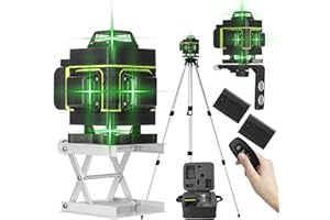 GEEVORKS Niveau Laser 4 x 360° Niveau Laser Vert 4D 16 Lignes Laser Auto-Nivelant Vertical Horizontal avec Fonction d'auto-nivellement, multifonctionnel Outil de niveau de 16 lignes