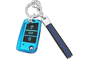 Koaudb Funda para Llavero VW con cordón para Llavero, 3 Botones de TPU Suave, Funda para Llave de Coche Compatible con Volkswagen Golf 7 Polo MK6 Jetta Tiguan Skoda Superb Seat Leon