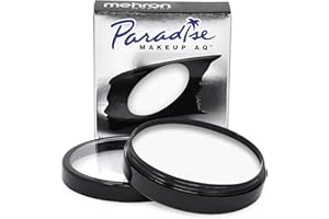 ‎MEHRON Mehron Paradise Make-up AQ Pro Size | Perfekt für Bühnen- und Bildschirmvorführungen, Spezialeffekte, Cosplay und Halloween | Wasseraktiviertes Gesichts- und Körperfarben 40 g White