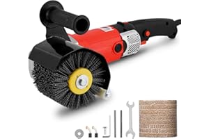 MXBAOHENG 2800W Elettrica Lucidatrice per Trafilatura 8 Velocità regolabile Spazzolatrice Legno Smerigliatrice a Rulli Elettrica Smerigliatrice per rasatura con 1 * ruota filo abrasivo e 1 * ruota di lino (eu）