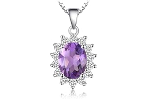 JewelryPalace Prinzessin Diana Kate Middleton Edelstein Amethyst Citrin Granat Peridot Topaz Saphir Rubin Smaragd Ketten Anhänger Silber 925 45CM, Halskette Damen Collier Frauen Schmuck Rosegold Gold