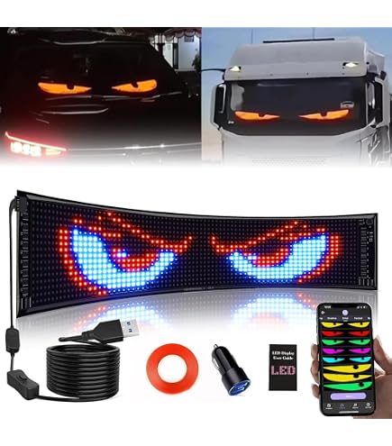 2x Devil Eyes LED Displays Für Auto – Programmierbar Per App, Wasserdicht, Flexibel (70x173 Mm)
