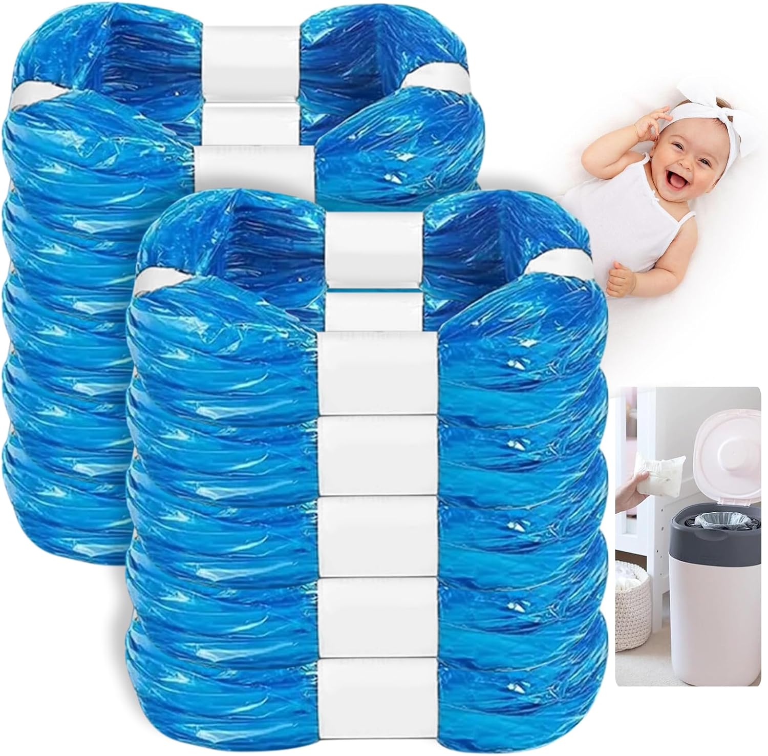 KALBIGRO 10 Piezas Recambios para Contenedor de Pañales, Compatibles con Tommee Tippee y Angelcare, Bolsas de Papelera para Bebé con Aroma a Limón, Casete para Twist & Click, Litter Locker II